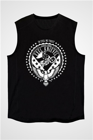 Evel Knievel Siyah Unisex  Kolsuz Tişört