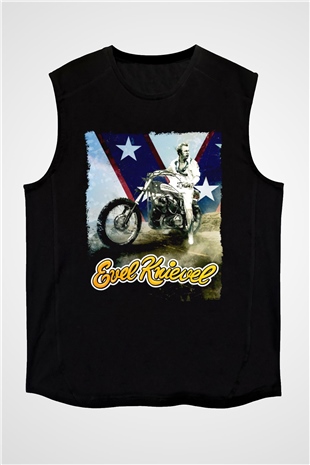 Evel Knievel Siyah Unisex  Kolsuz Tişört