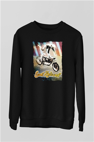 Evel Knievel Siyah Unisex  Sweatshirt