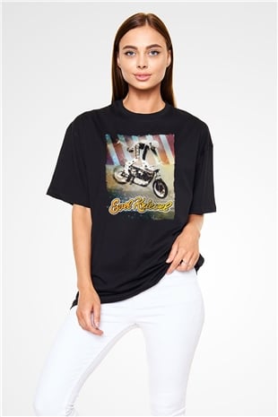 Evel Knievel Siyah Oversize Tişört