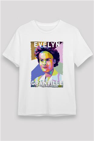 Evelyn Granville Baskılı Unisex Beyaz Tişört - Tshirt