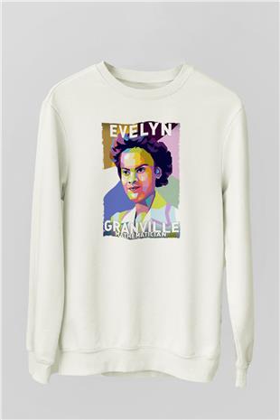 Evelyn Granville Baskılı Unisex Ekru Sweatshirt