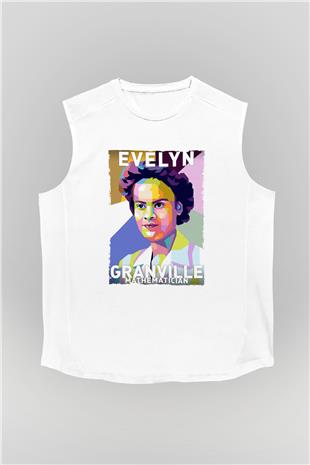 Evelyn Granville Baskılı Unisex Kolsuz Beyaz Tişört - Tshirt