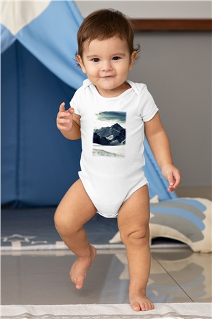 Everest Baskılı Beyaz Unisex Bebek Body - Zıbın