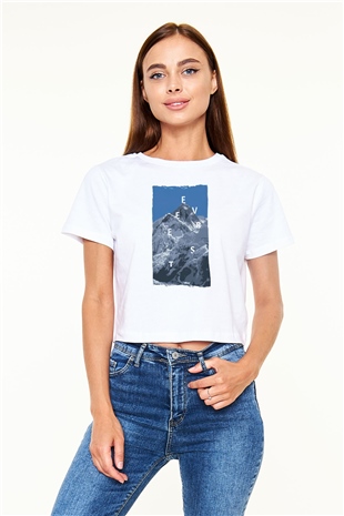 Everest Beyaz  Crop Top Tişört