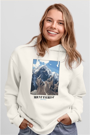 Everest Beyaz Unisex Hoodie