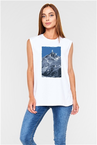 Everest Beyaz Unisex Kolsuz Tişört