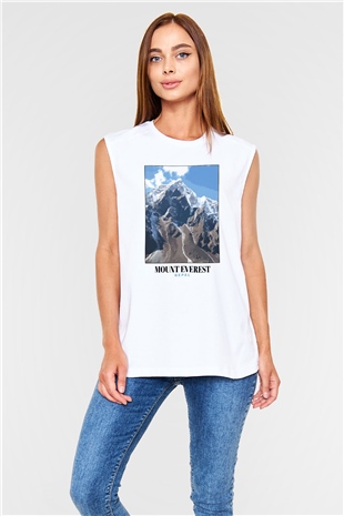 Everest Beyaz Unisex Kolsuz Tişört