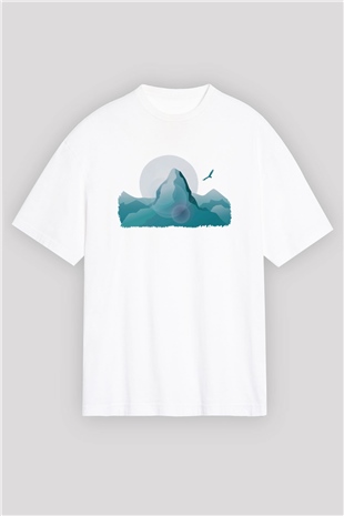 Everest Beyaz Unisex Oversize Tişört T-Shirt
