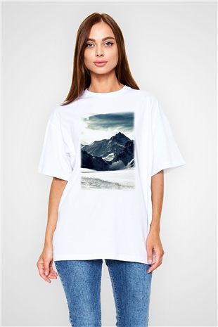 Everest Beyaz Unisex Oversize Tişört T-Shirt
