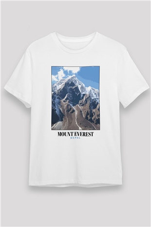 Everest Beyaz Unisex Tişört T-Shirt - TişörtFabrikası