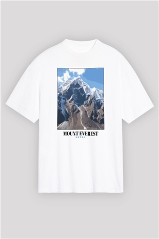Everest Beyaz Oversize Tişört Oversize T-shirt - TişörtFabrikası