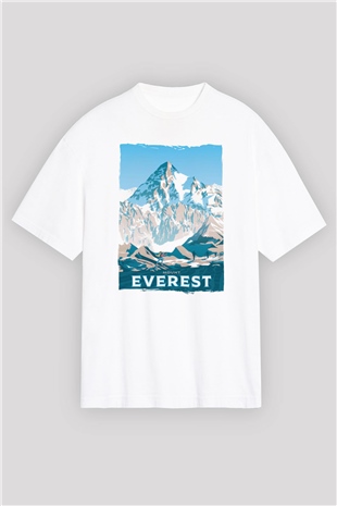 Everest Beyaz Oversize Tişört Oversize T-shirt - TişörtFabrikası