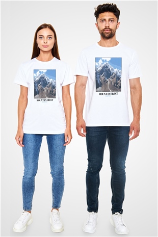 Everest Beyaz Unisex Tişört T-Shirt - TişörtFabrikası