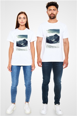 Everest Beyaz Unisex Tişört T-Shirt - TişörtFabrikası