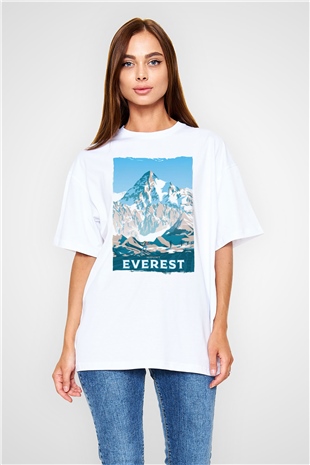 Everest Beyaz Oversize Tişört Oversize T-shirt - TişörtFabrikası