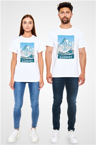 Everest Beyaz Unisex Tişört T-Shirt - TişörtFabrikası