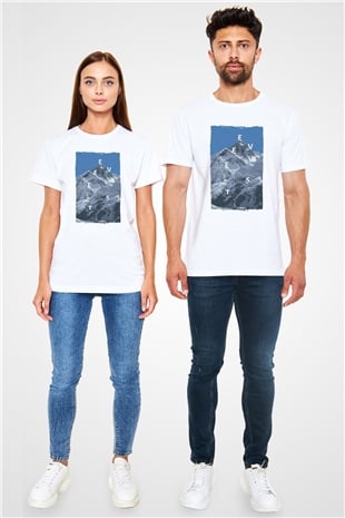 Everest Beyaz Unisex Tişört T-Shirt - TişörtFabrikası