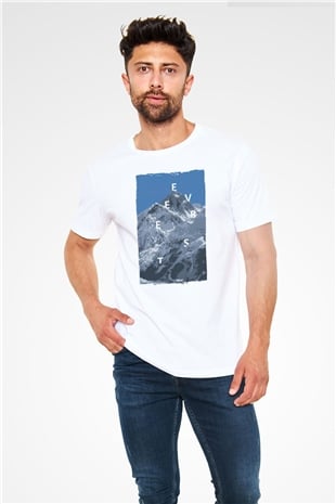 Everest Beyaz Unisex Tişört T-Shirt - TişörtFabrikası