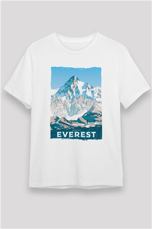 Everest Beyaz Unisex Tişört T-Shirt - TişörtFabrikası