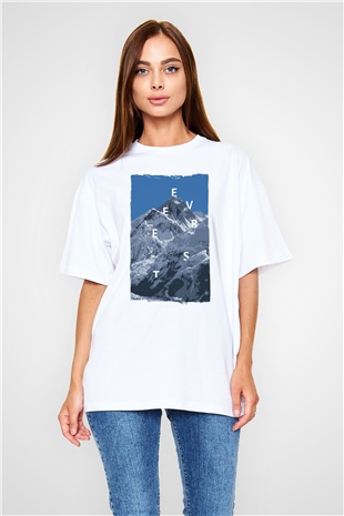 Everest Beyaz Oversize Tişört Oversize T-shirt - TişörtFabrikası