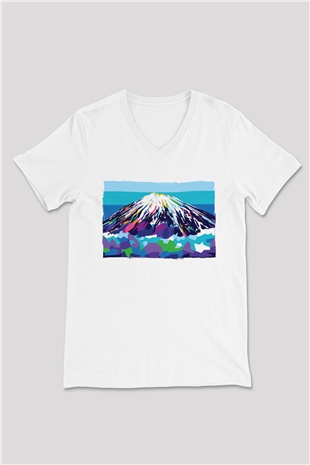 Everest Beyaz Unisex V Yaka Tişört