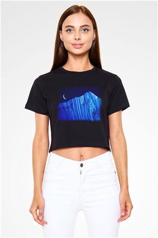 Everest Siyah Crop Top Tişört