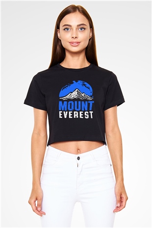 Everest Siyah  Crop Top Tişört