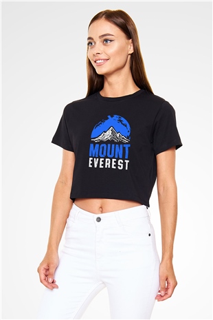 Everest Siyah  Crop Top Tişört