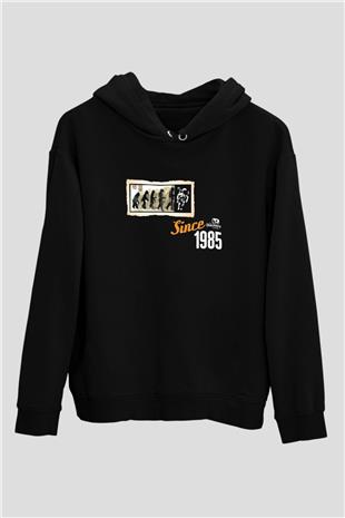 Evrim Astronot Baskılı Unisex Siyah Hoodie