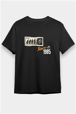 Evrim Astronot Baskılı Unisex Siyah Tişört - Tshirt