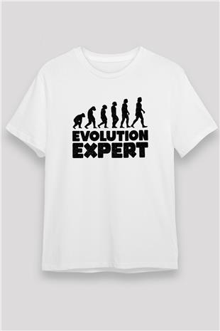Evrim Biyoloji Baskılı Unisex Beyaz Tişört - Tshirt