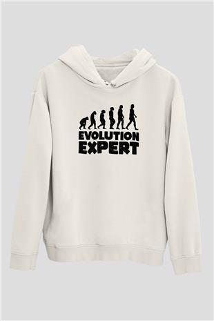 Evrim Biyoloji Baskılı Unisex Ekru Hoodie