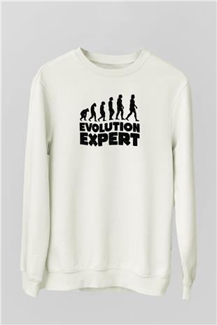 Evrim Biyoloji Baskılı Unisex Ekru Sweatshirt