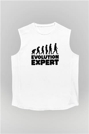 Evrim Biyoloji Baskılı Unisex Kolsuz Beyaz Tişört - Tshirt