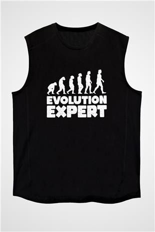 Evrim Biyoloji Baskılı Unisex Kolsuz Siyah Tişört - Tshirt