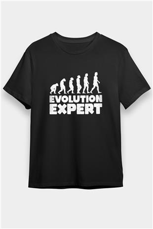 Evrim Biyoloji Baskılı Unisex Siyah Tişört - Tshirt
