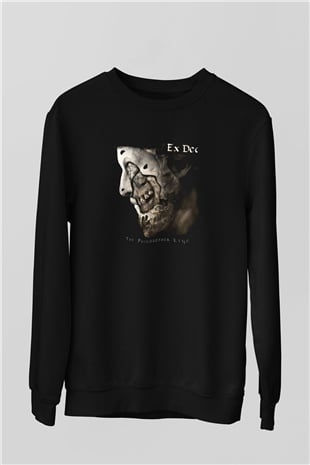 Ex Deo Baskılı Unisex Siyah Sweatshirt