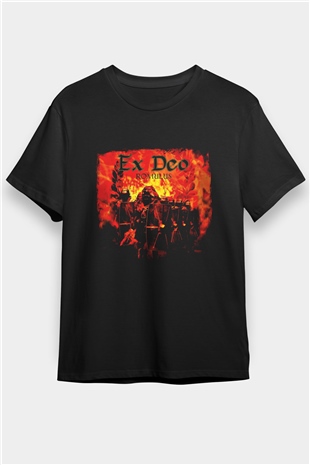 Ex Deo Baskılı Unisex Siyah Tişört