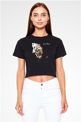 Ex Deo Siyah  Crop Top Tişört