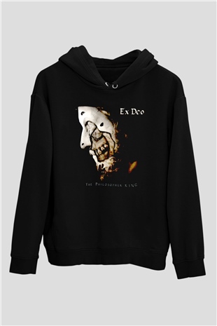Ex Deo Siyah Unisex Kapüşonlu Sweatshirt