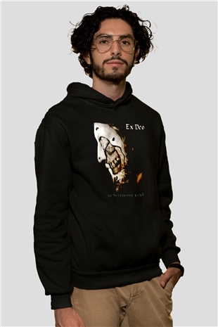 Ex Deo Siyah Unisex Kapüşonlu Sweatshirt