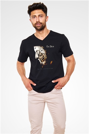Ex Deo Siyah Unisex V Yaka Tişört