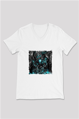 Excision Baskılı Beyaz V Yaka Unisex Tişört