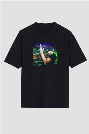 Excision Baskılı Unisex Oversize Siyah Tişört