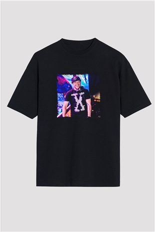 Excision Baskılı Unisex Oversize Siyah Tişört