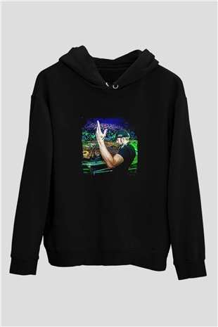 Excision Baskılı Unisex Siyah Hoodie
