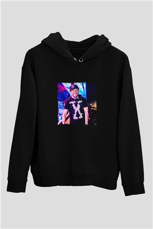 Excision Baskılı Unisex Siyah Hoodie