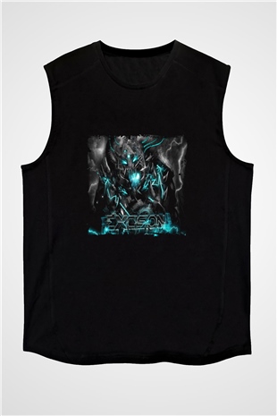 Excision Baskılı Unisex Siyah Kolsuz Tişört
