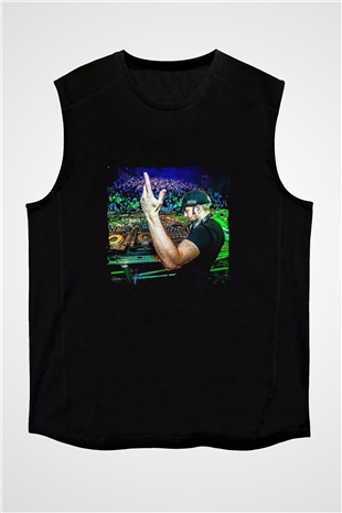 Excision Baskılı Unisex Siyah Kolsuz Tişört